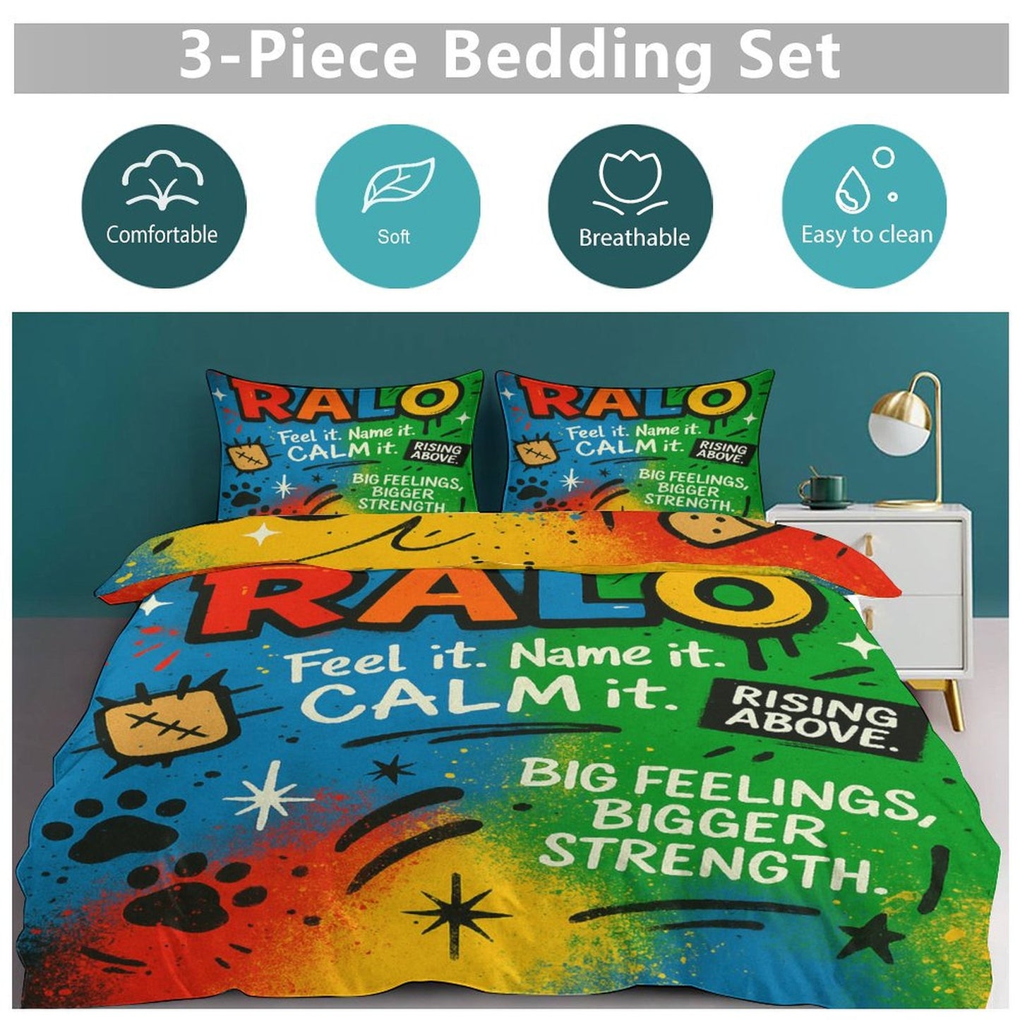 Feel It. Name It. Calm It.” Bedding Set